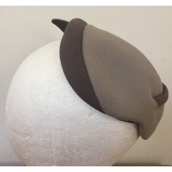 Vintage 50s G Howard Hodge Mallory Two Tone Gray Fur Felt Bow Fascinator Hat main image 6
